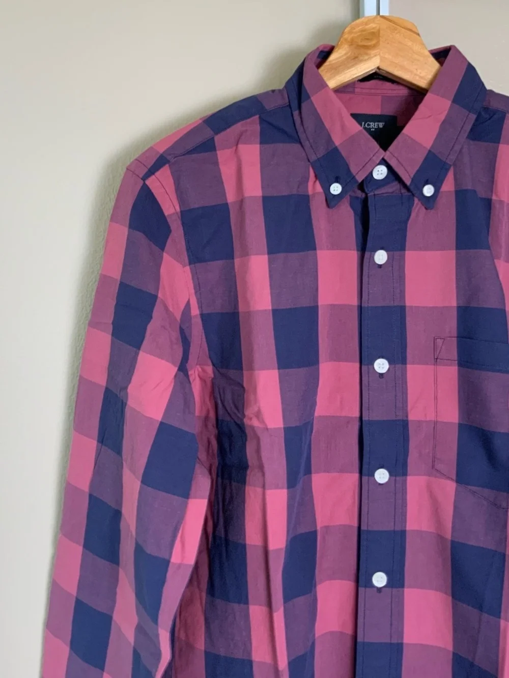 J. Crew Factory Gingham Buffalo Check Slim Washed Button Down Oxford Shirt